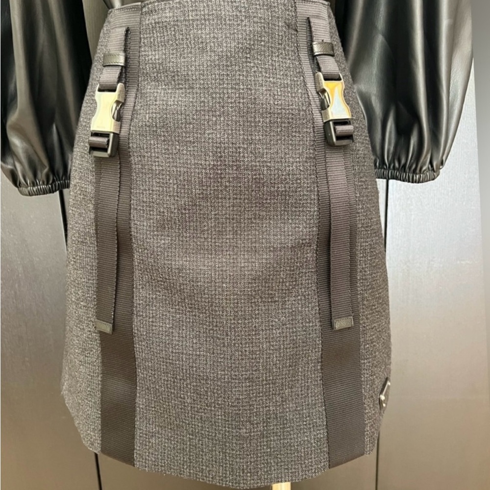 Prada Gray With Silver Hardware Mini Cargo Skirt
